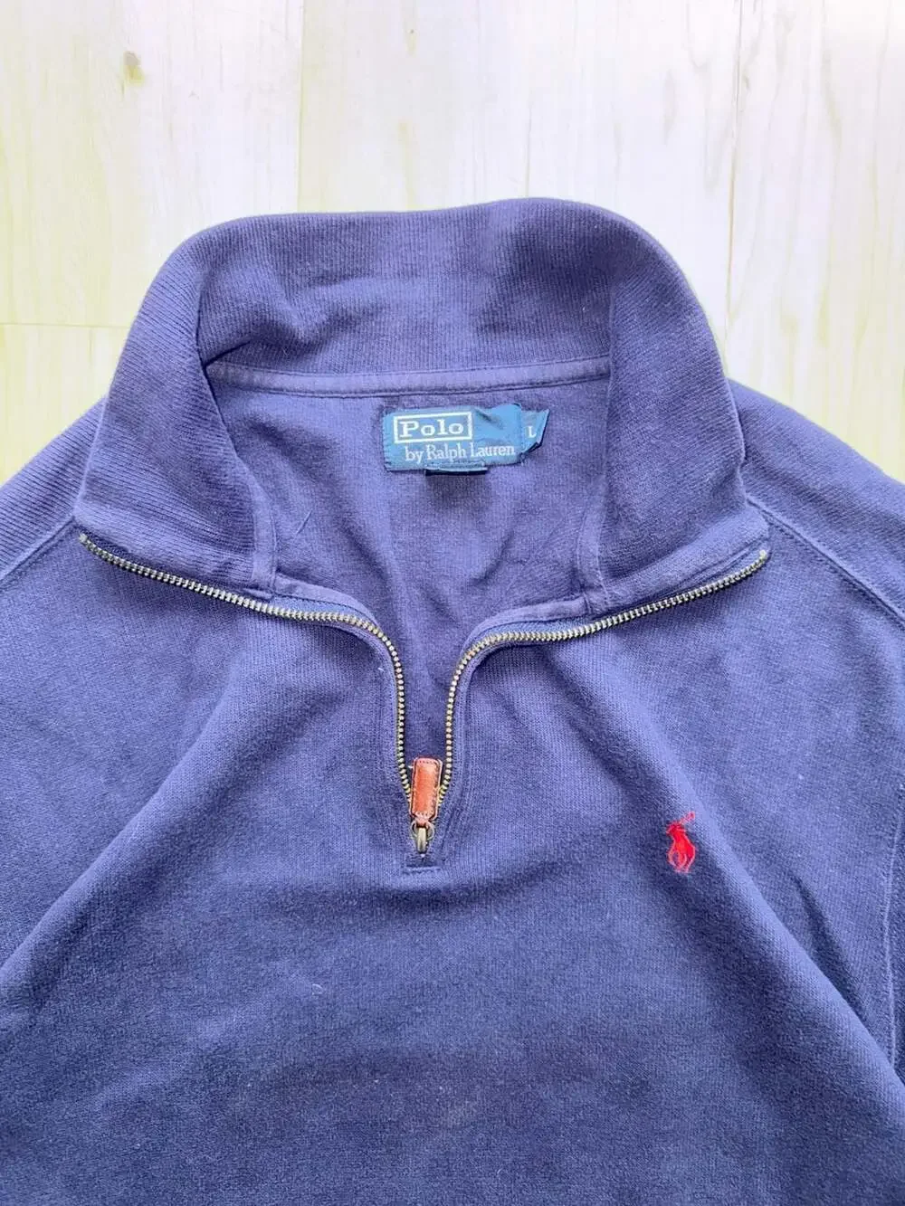 Polo Ralph Lauren Navy Blue Quarter-Zip Pullover Sweater Size L